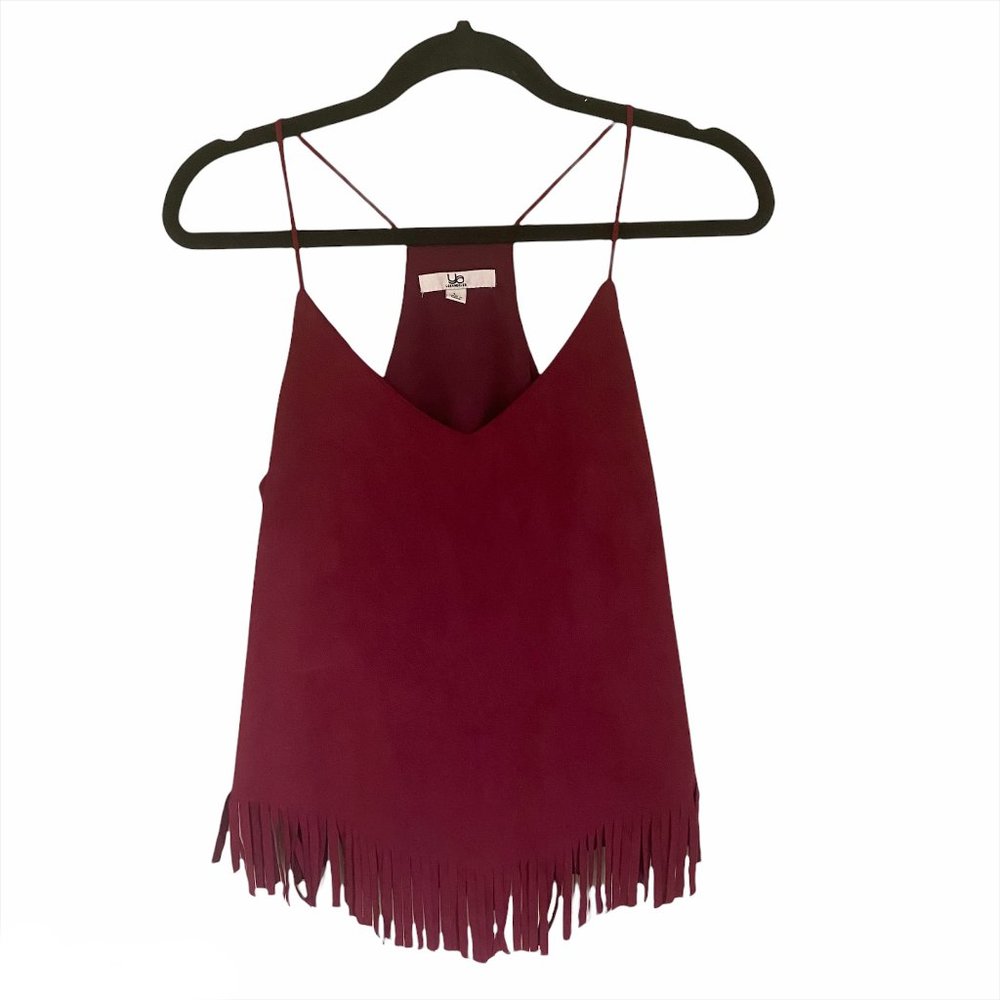 Ya Los Angeles Faux Suede Fringe Tank Top